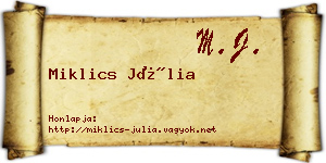 Miklics Júlia névjegykártya
